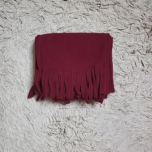 Burgundy Red Fleece Scarf Winter Fall Accessory Basics Classic Gorpcore Ski with - Picture 15 of 16